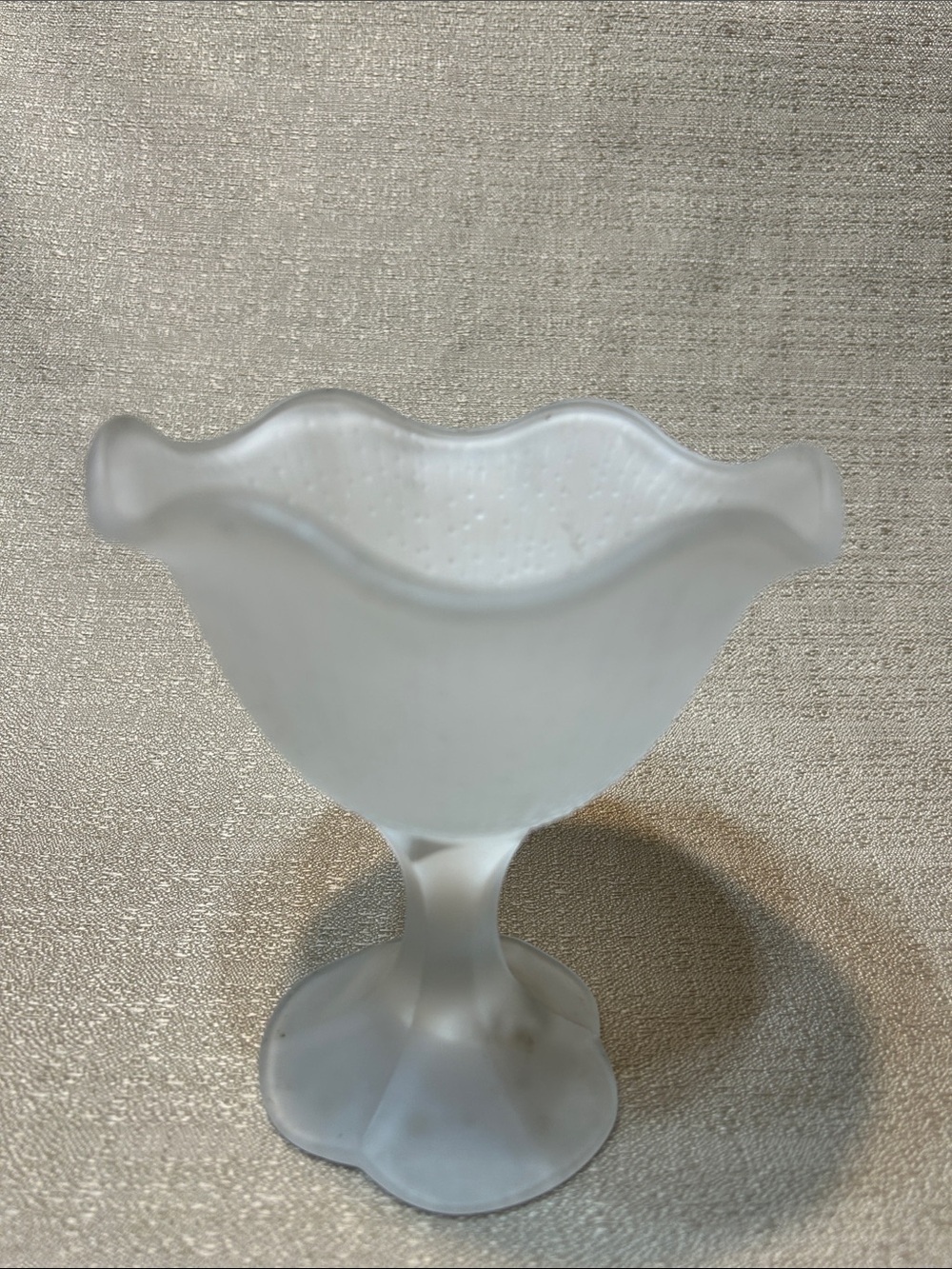 Frosted White Scalloped Pedestal Vase - Decorative Compote